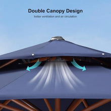 OROTLECT 13 FT Round Wood Pattern Cantilever Umbrella Umbrella With Base In Ground,Navy