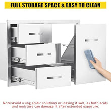 Outdoor Kitchen Door Drawer Combo, Enclosed Built-in Drawer, BBQ Access Door Drawers Stainless Steel Cabinet, Perfect for BBQ Island Patio Grill Station and Outdoor Kitchen (33''W x 22''H x 22''D)
