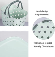 Plastic Storage Basket Collapsible with Handle - Portable Outdoor Picnic Basket Space Saving Storage Basket for Kitchen Shelves Bathroom,Green (Green)