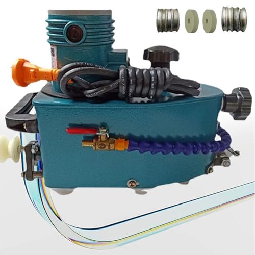 WEIZIIA Portable Small Glass Edger, Electric Glass Edging Machine, with 8 Diamond Wheels(6mm/8mm/10mm/12mm) & 2 Polishing Wheels, for Straight Round Bevel Edge Grinding and Polishing,Blue