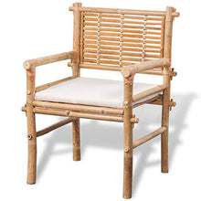 LKJephalotrope 3 Piece Bamboo Bistro Set with White Cushions - Durable Outdoor and Indoor Furniture Set for Patio Garden Balcony and Living Room - 1 Table and 2 Chairs