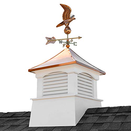 Good Directions 30" Square Coventry Vinyl Cupola with Eagle Weathervane White