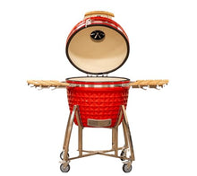 26" Large Kamado Grill COALS by Comfortbilt Ceramic Grill Charcoal Grill Smoker with Cart Side Shelves and 680 Cooking Square Inches in Red