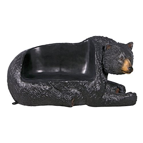 Design Toscano Brawny Grizzly Bear Bench Sculpture Black