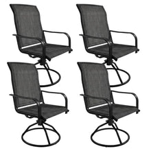 Decksplore Swivel Patio Chairs Set of 4, 360° Rocking Outdoor Dining Chairs with Breathable Textilene Mesh & Heavy-Duty Steel Frame, Modern Grey Patio Seating for Garden, Deck, Backyard