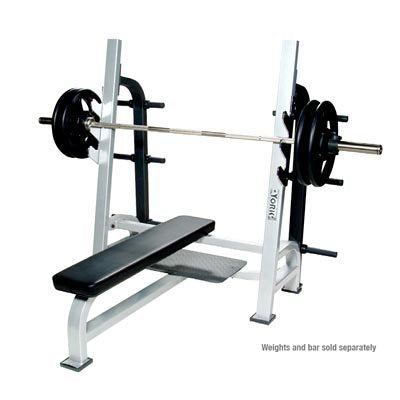 York Barbell 54041 St Olympic Flat Bench with Gun Racks White