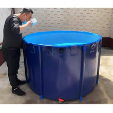 Zfmnoyev Pool Above Ground Canvas Fish Pond Pool, Large Foldable Emergency Water Storage Pool, Outdoor Fish Pond Storage Tank, for Breeding Koi, Water Irrigation, Easy to Install(1.2x0.8m)