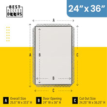 Best 24" x 36" Drywall Inlay Access Panel - Flush Aluminum Access Door with 5/8" Drywall Insert, Mud-in Flange, Welded Frame, Removable Hatch, Touch Latches, BA-IVHDF