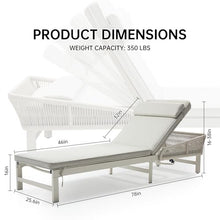 SANDAZE Outdoor Lounge Chairs Set of 4 with 2" Thick Cushion & Pillow, 5-Position Reclining Backrest, Aluminum Pool Chaise Lounge with Wheels, 350lbs Capacity, White Patio Lounger for Backyard Deck