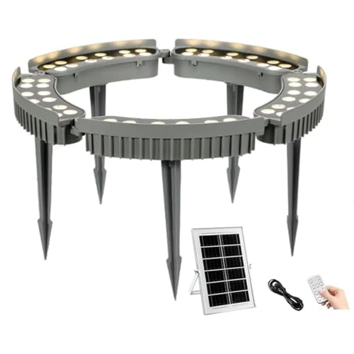 QICBYING Solar LED Tree Ring Lights, Outdoor Landscape Spotlight, Tree Hug Spotlight, IP65 Weatherproof Solar Powered Garden Lighting, for Palm, Orchard Trees, Yard Lighting(Yellow Light,60W)