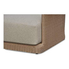 NADAAL STUDIOS Mareth Outdoor Sofa, Tulip Shape, Woven Wicker & Cushioned Seating, Beige - Seats 3