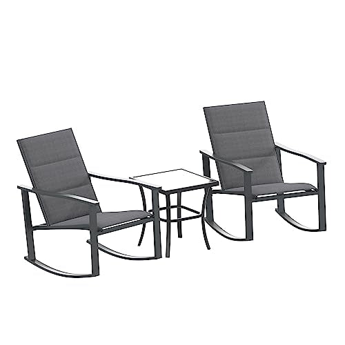 Flash Furniture Rocking Chair Bistro Set, Black, 3-Piece Set