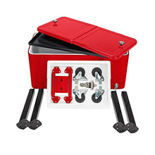 80 Quart Rolling Cooler Cart on Wheels Portable Ice Chest Bar Drink Cooler Outdoor Cold Drink Beverage Cart with Shelf, Bottle Opener, Water Pipe and Cover, for Backyard Patio Deck Party (Red)