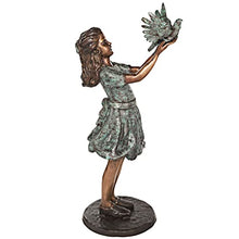 Design Toscano Destiny and The Dove of Peace Little Girl Cast Bronze Garden Statue Green