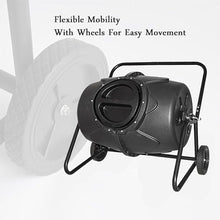 LHQYA Garden Compost Bin, 190L Outdoor 360° Tumbling Composter with Wheels, Built-in Air Pipe, for Fast Creation of Fertile Soil