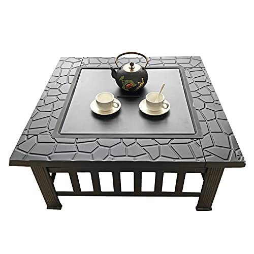 Fire Pit Wood-Burning fire Pit, with Spark Screen, Fireplace Poker, Metal Grille, fire Pit Cover, Outdoor fire Pit Set