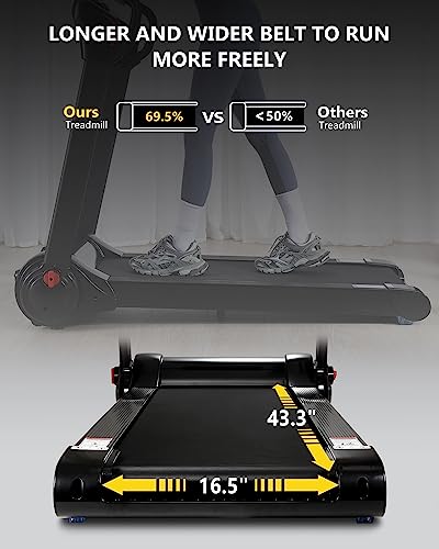 SPORTY&FIT Folding Treadmill 4.0Hp 400LBS Portable with LED Display Black