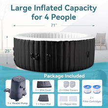 Glonerle 2-4 Person Inflatable Hot Tub, Round Portable Blow up Hot Tub, Leak-Proof PVC Outdoor Spa with 120 Air Jets, Insulated Cover & Heater Pump, 71” X 71” X 25”