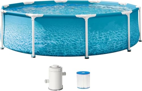 10ft x 30in Beachside Round Metal Frame Above Ground Pool Set