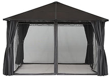 ABCCANOPY Hardtop Patio Gazebo with Curtains and Netting Dark Gray