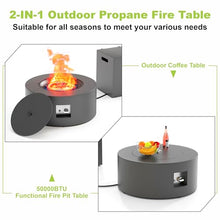 30" Round Outdoor Propane Fire Pit Table Firepit Table for Outside Patio