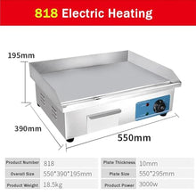 XQZMZSCP Electric Countertop Griddle Flat Top Grill Hot Plate BBQ Commercial Grill with Large Cooking Surface & Adjustable Temperature Control (818)