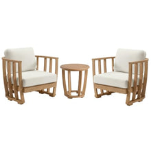 Alaterre Furniture Orris 3 Piece Outdoor Patio Furniture Set - Weather-Resistant Eucalyptus Wood Patio Table and Chairs Set of 2 - Modern Outside Furniture Set for Porch, Deck, or Poolside (Natural)