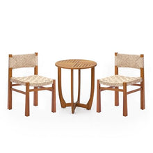 Christopher Knight Home 3-Piece Outdoor Bistro Set, Acacia Wood Dining Set with Teak Finish Round Table 27.5" & 2 Light Grey Wicker Chairs, Patio Furniture Set for Garden Backyard Porch