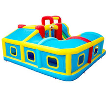 WELLFUNTIME Inflatable Bounce House with Slide, Wave Pool, Basketball Rim, Tunnel