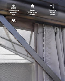 GAOMON Hardtop Gazebo 10'x13' with Double Polycarbonate Roof and Aluminum Alloy Frame Gray
