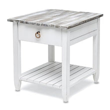 Sea Wind Florida Picket Fence Wood End Table with Drawer in White/Gray
