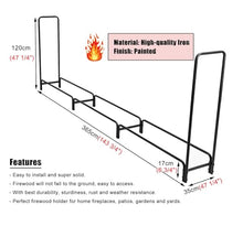 EliteBloom Large Log Firewood Rack 12 Ft Long, Outdoor Firewood Storage Stand Wood Pile Racks, Iron Lumber Stacker for Fireplace Porch Garden Wood Storage