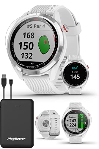 PlayBetter Garmin Approach S42 Golf GPS Watch Silver/White