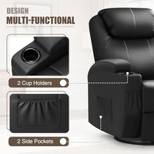 Dual Motor Electric Power Rotating Recliner Chair with Massage and Heat, Rocking Reclining Chair with Remote Control, Faux Leather Living Room Recliner for Adults