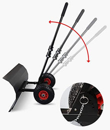 Snow Shovel with Wheels Heavy-Duty Rolling Snow Pusher with Adjustable Aluminum Handle Rolling Snow Plow for Snow Removal Wheeled Efficient Snow Shovel with Large Blade Plow Snow Pusher (Double ro