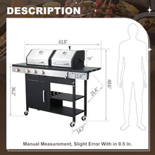 663 SQIN Gas and Charcoal Combo Grill with Side Burner