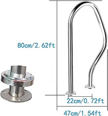 BSNANCA Pool Handrails Swimming Pool Hand Rail, 304 Stainless Steel Stair Rail, Handle Pool Grab Ladder,with Blue Grip Cover & Self-Taping Screws