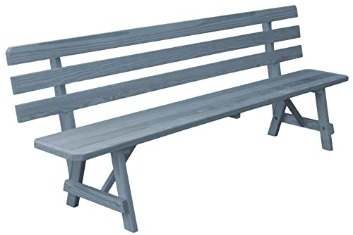 Furniture Barn USA Cedar 8' Traditional Backed Bench, Gray Stain