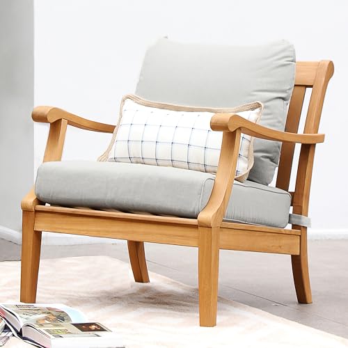 Cambridge Casual Robin Teak Wood 3 Piece Patio Conversation Set with Oyster Cushion