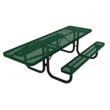 COATEDOUTDOORFURNITURE 8Ft Rect Picnic Table, Punched, Green, 1-Side ADA