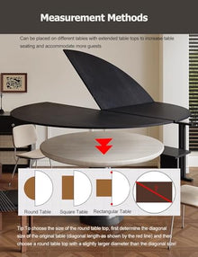 HAIXHX Black Foldable Round Table Top Extender, Large Universal 47.2"-94.5" Diameter Circle Wooden Table Top, Replace Table Top, No Legs, Load Capacity 300 kg/661 lbs(Diameter 59.1"/150cm)