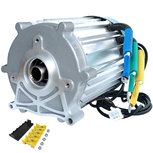 ZHOZHUT 1500W-3000W Brushless DC Motor with Permanent Magnet Electric Tricycle Motor 60V / 72V High Torque DC Motor with 18-Tooth Shaft, High-Power Brushless Motors for DIY Tricycle,3000w72v,3600RPM