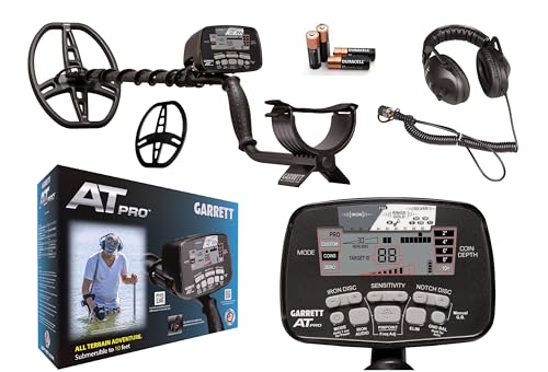 Garrett AT Pro Metal Detector – Made in the USA - Waterproof to 10ft, Proportional Audio, Iron Audio, Fast Recovery, Digital Target ID, Includes MS-2 Headphones