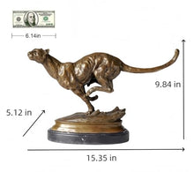FENGSHUI-CAISHEN Pure Copper Cheetah Statue Brown