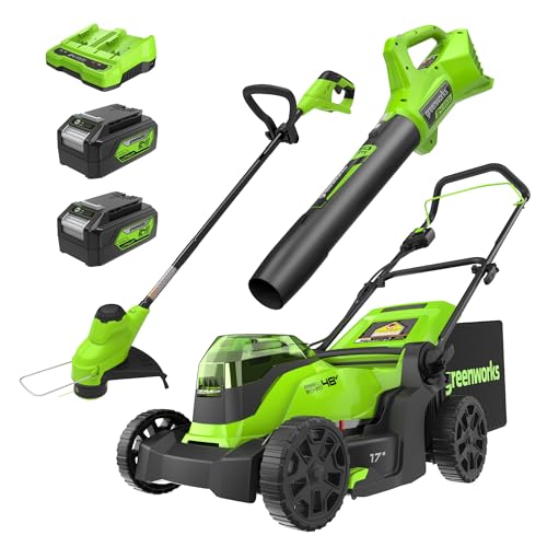 Greenworks 48V (24V x 2) 17in Mower/Blower/Trimmer Kit/ Battery Kit