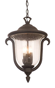 Kalco 9007MB Santa Barbara Outdoor 3-Light Medium Hanging Lantern, Textured Matte Black Finish