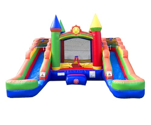Pogo Bounce House Inflatable Rainbow Castle Combo 16.5ft