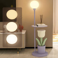 LUYOUBOZHU Floor Lamp Table & Lamp Combo, Bedside Reading Lamp, Modern End Table with Floor Lamp for Living Room, Den, Office, Bedroom(Purple)
