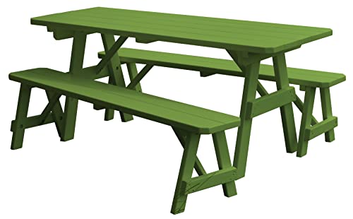 Furniture Barn USA- Picnic Table with Two Benches- Pine- 5ft, Painted Lime Green