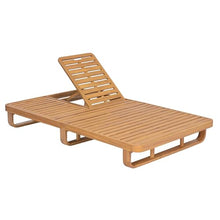 Christopher Knight Home Double Acacia Wood Chaise Lounge with Dual Adjustable Backrests, Patio Outdoor Chaise Lounge, Wooden Sunbathing Pool Lounger, 1Pcs Set, Natural (Frame Only)
